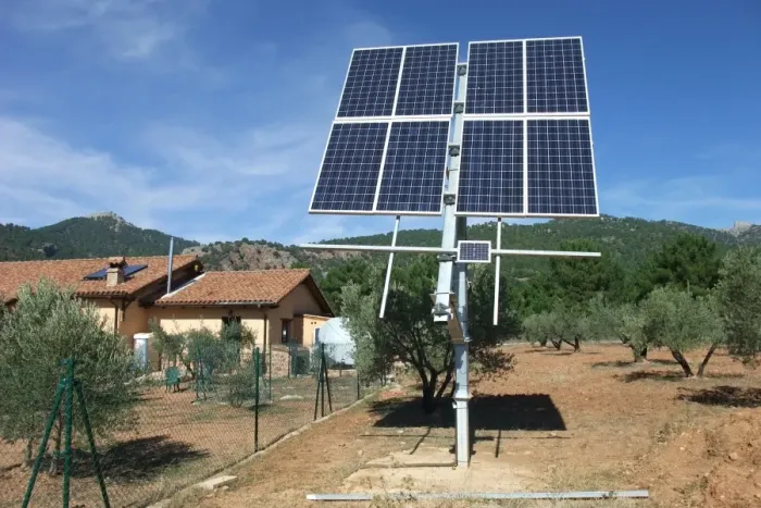 Framed Print : Solar energy panels, providing energy for eco-house, newly built detached dwelling, Albacete, Castilla la Mancha
