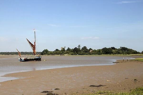 St Botolphs Church Iken, Suffolk, On the River Alde with a Thames Sailing Barge the Dinah, Built in Rochester in 1887