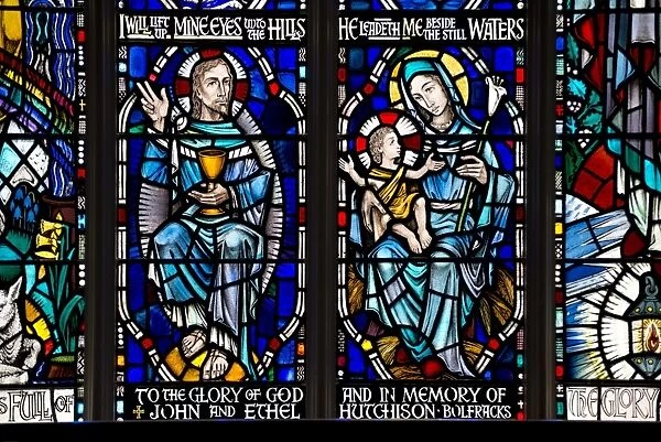 Stained glass window depicting Mother and Child and Jesus (in memory of John and Ethel Hutchison), Kenmore Kirk
