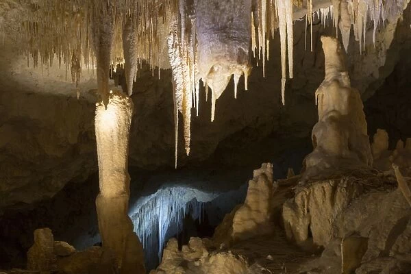 Stalactites and stalagmites in limestone cave, Kelly Hill Caves, Kangaroo Island, South Australia, Australia, February