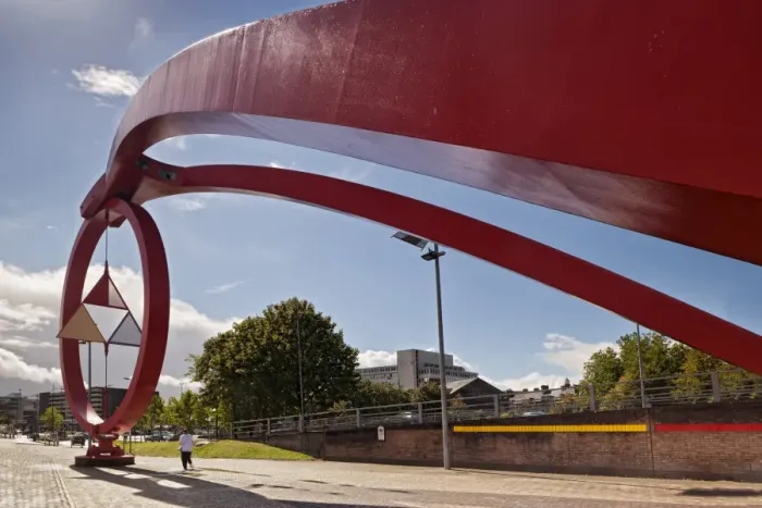 Framed Print : Steel sculpture on waterfront, The Wave, River Usk, Newport, South Wales, Wales, september Framed Print : Steel sculpture on waterfront, The Wave, River Usk, Newport, South Wales, Wales, september