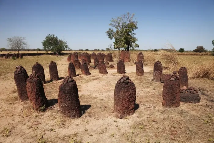 Framed Print : Stones marking burial site, Wassu Stone Circles, Gambia, january Framed Print : Stones marking burial site, Wassu Stone Circles, Gambia, january
