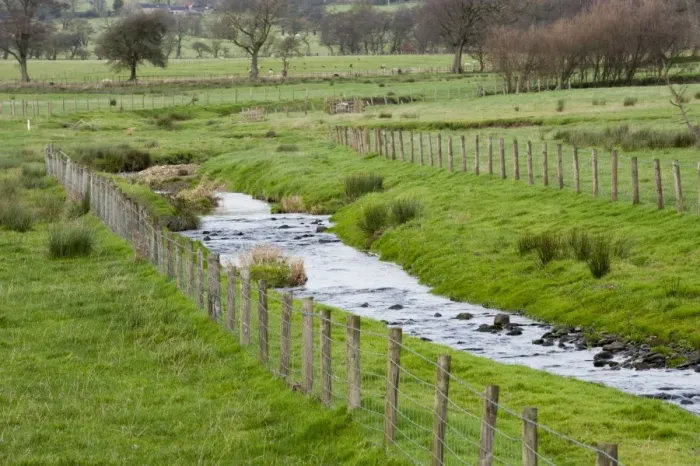 Framed Print : Stream flowing through pasture, protected from livestock with fencing, Bashall Eaves, Clitheroe, Lancashire, England, november Framed Print : Stream flowing through pasture, protected from livestock with fencing, Bashall Eaves, Clitheroe, Lancashire, England, november