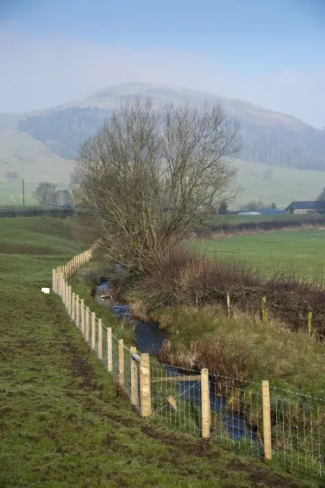 Framed Print : Stream flowing through pasture, protected from livestock with new wire mesh fencing, tributary of River Hodder, Whitewell, Lancashire, England, january Framed Print : Stream flowing through pasture, protected from livestock with new wire mesh fencing, tributary of River Hodder, Whitewell, Lancashire, England, january