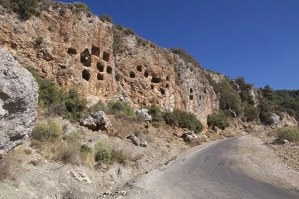 Tombs in roadside cliff, Islamlar, Antalya Province, Turkey, october