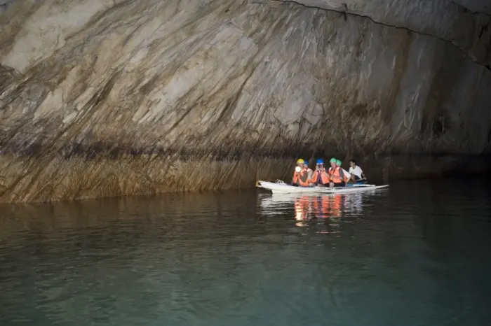 Framed Print : Tourist boat in cave on subterranean river, Puerto Princesa Subterranean River N. P Framed Print : Tourist boat in cave on subterranean river, Puerto Princesa Subterranean River N. P