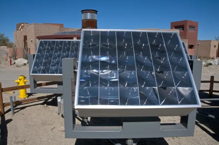 Framed Print : Tracking solar photovoltaic cells, Living Desert Wildlife and Botanical Park, Palm Desert, California, U. S. A
