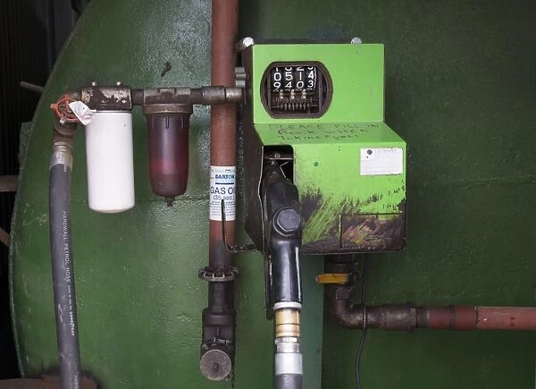 Tractor diesel pump mechanism, Northamptonshire, England, March