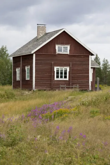 Framed Print : Traditional wooden house, Finland, july Framed Print : Traditional wooden house, Finland, july