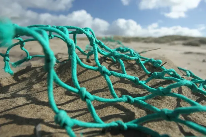 Framed Print : Trawl net washed up on beach, Gower Peninsula, West Glamorgan, Wales, March