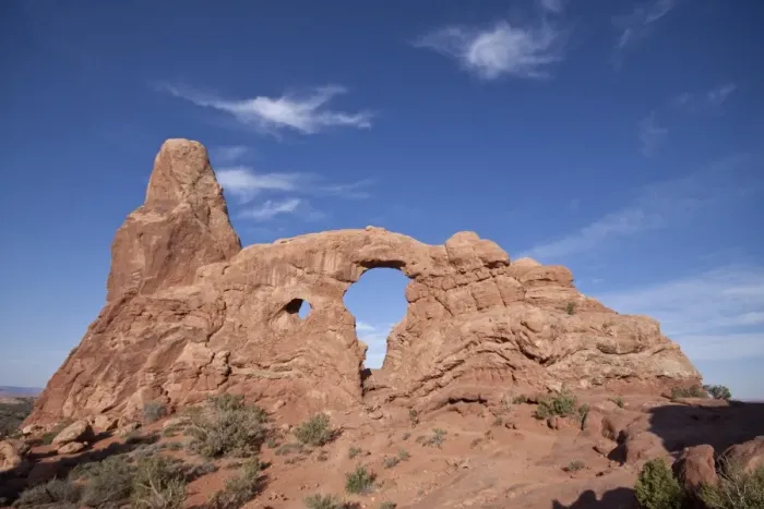Framed Print : Turret Arch made of Entrada Sand stone at Arches National Park, Utah, America Framed Print : Turret Arch made of Entrada Sand stone at Arches National Park, Utah, America