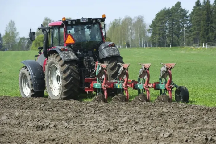 Framed Print : Valtra tractor ploughing field with four furrow reversible plough, Sweden, may Framed Print : Valtra tractor ploughing field with four furrow reversible plough, Sweden, may
