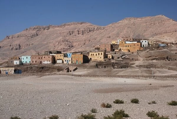View of ancient workers village in desert, Deir el-Medina, West Bank, Egypt, january