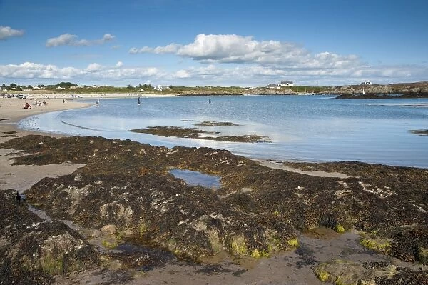 View of beach and coastline, Borthwen, Cymyran Bay, Anglesey, North Wales, august