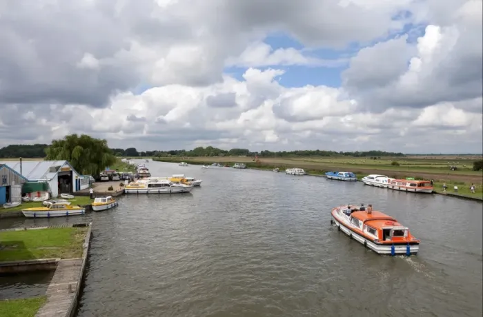 Framed Print : View of boatyard and hire boats, Acle Bridge, Acle, River Bure, The Broads N. P. Norfolk, England, august Framed Print : View of boatyard and hire boats, Acle Bridge, Acle, River Bure, The Broads N. P. Norfolk, England, august