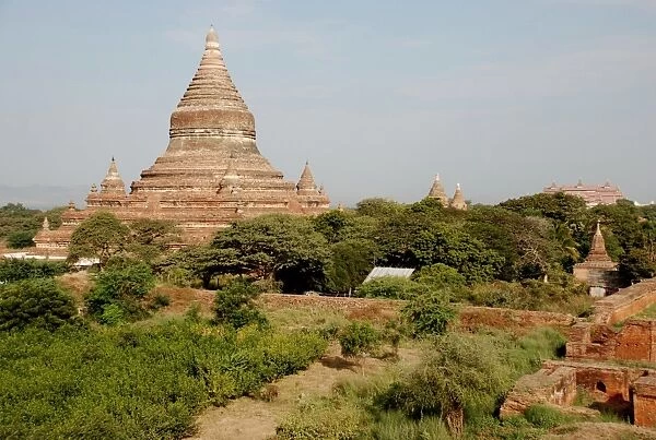 View of Buddhist temple, Gubyaukgyi Temple, Bagan, Mandalay Region, Myanmar, January