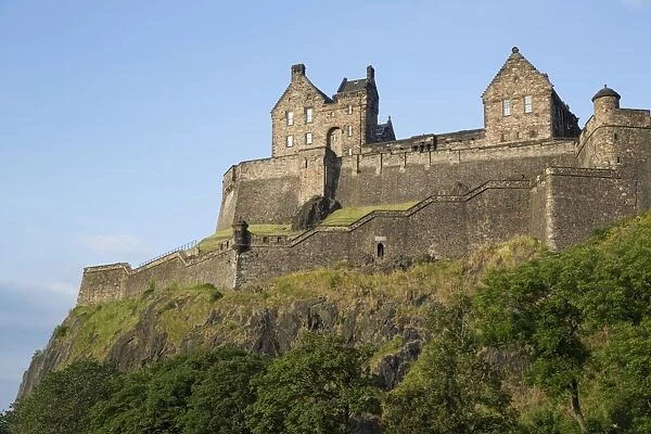 View of castle on volcanic plug, Edinburgh Castle, Edinburgh, Scotland, July
