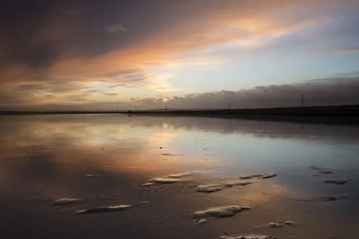 Framed Print : View of clouds reflected in mud at sunrise, Oare Creek, Oare, Faversham, North Kent, England, January Framed Print : View of clouds reflected in mud at sunrise, Oare Creek, Oare, Faversham, North Kent, England, January