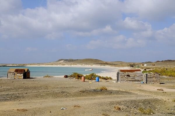 View of coastal fishing village, Abd el-Kuri Island, Socotra, Yemen, april