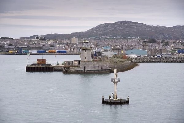 View of coastal harbour and town, Holyhead, Holy Island, Anglesey, Wales, October