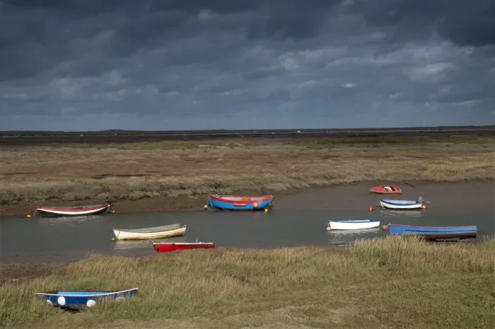 Framed Print : View of coastal saltmarsh and boats moored in creek, Morston Quay, Norfolk, England, october Framed Print : View of coastal saltmarsh and boats moored in creek, Morston Quay, Norfolk, England, october