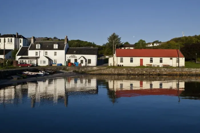 Framed Print : View of coastal village, Lodge, Cooperage, Jura Stores and Jura Hall, Craighouse, Isle of Jura, Inner Hebrides Framed Print : View of coastal village, Lodge, Cooperage, Jura Stores and Jura Hall, Craighouse, Isle of Jura, Inner Hebrides
