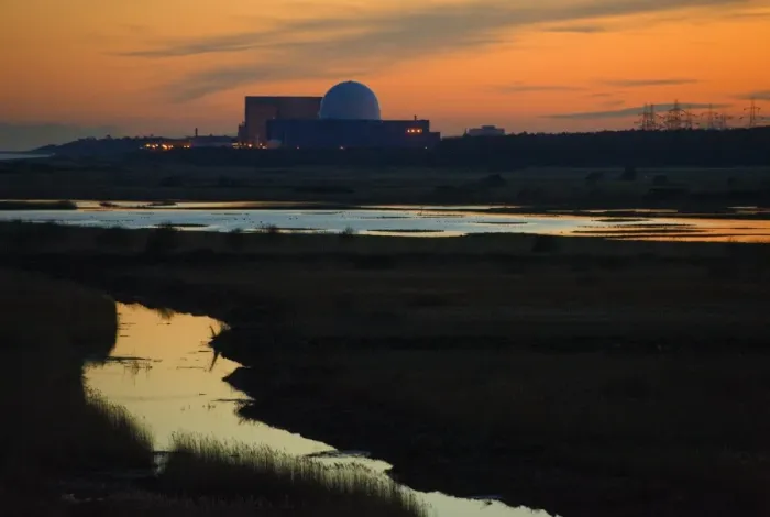 Framed Print : View across coastal wetland habitat at dusk, with Sizewell nuclear power station in distance, Minsmere RSPB Reserve Framed Print : View across coastal wetland habitat at dusk, with Sizewell nuclear power station in distance, Minsmere RSPB Reserve