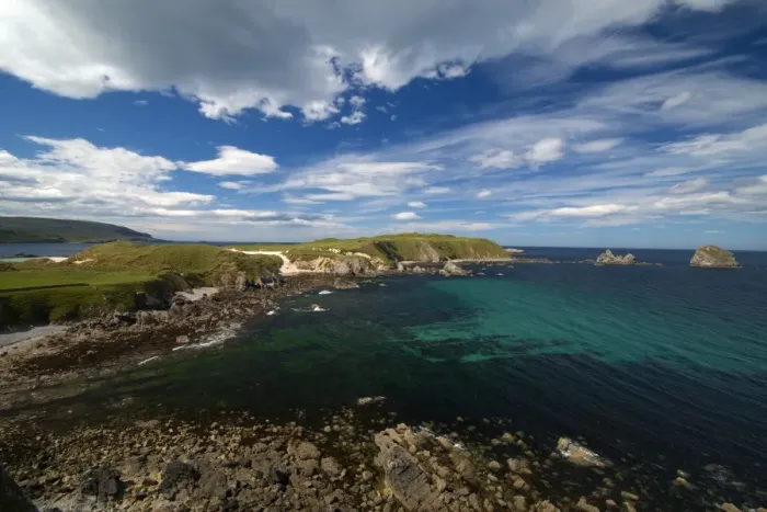 Framed Print : View of coastline, Faraid Head, near Durness, Sutherland, Highlands, Scotland, july Framed Print : View of coastline, Faraid Head, near Durness, Sutherland, Highlands, Scotland, july