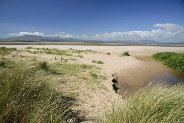 Framed Print : View of coastline, looking towards Millom over Duddon Estuary from Sandscale Haws, Barrow-in-Furness, Cumbria, England Framed Print : View of coastline, looking towards Millom over Duddon Estuary from Sandscale Haws, Barrow-in-Furness, Cumbria, England