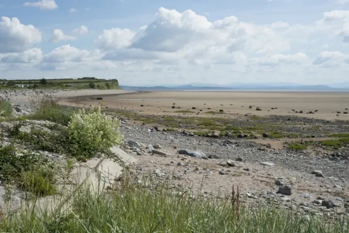 Framed Print : View of coastline at low tide, Newbiggin, Morecambe Bay, Cumbria, England, July Framed Print : View of coastline at low tide, Newbiggin, Morecambe Bay, Cumbria, England, July