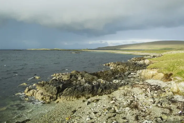 Framed Print : View of coastline, North Coast, Fetlar, Shetland Islands, Scotland, June