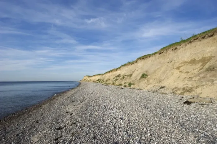 Framed Print : View of coastline with pebble beach and sea cliff, Sjalland (Zealand), Baltic Sea, Denmark, may Framed Print : View of coastline with pebble beach and sea cliff, Sjalland (Zealand), Baltic Sea, Denmark, may