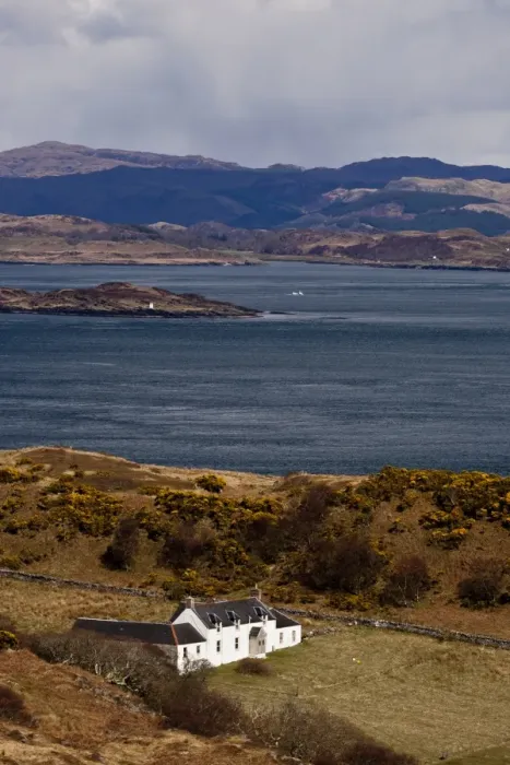 Framed Print : View of coastline and remote farmhouse, former home of George Orwell where he wrote Nineteen Eighty-Four novel Framed Print : View of coastline and remote farmhouse, former home of George Orwell where he wrote Nineteen Eighty-Four novel