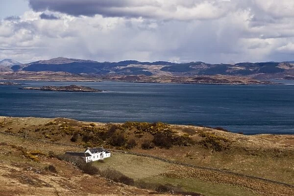 View of coastline and remote farmhouse, former home of George Orwell where he wrote Nineteen Eighty-Four novel