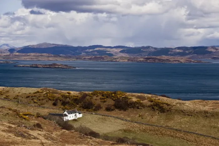 Framed Print : View of coastline and remote farmhouse, former home of George Orwell where he wrote Nineteen Eighty-Four novel Framed Print : View of coastline and remote farmhouse, former home of George Orwell where he wrote Nineteen Eighty-Four novel