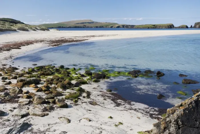 Framed Print : View of coastline and sandy beach, Bigton Wick, Mainland, Shetland Islands, Scotland, May Framed Print : View of coastline and sandy beach, Bigton Wick, Mainland, Shetland Islands, Scotland, May
