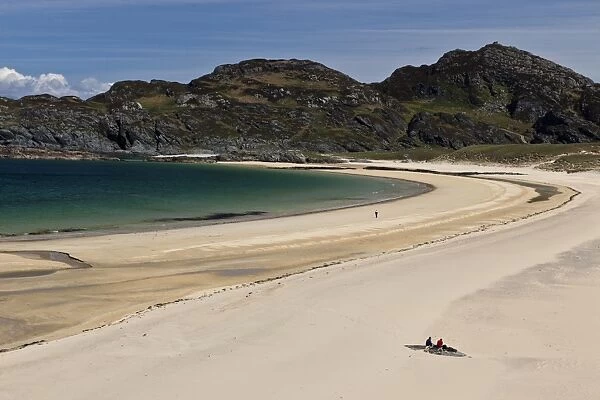 View of coastline with sandy beach, Kiloran Bay, Isle of Colonsay, Inner Hebrides, Scotland