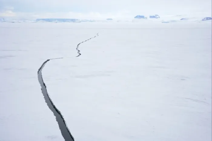 Framed Print : View of crack in sea ice, Antarctica Framed Print : View of crack in sea ice, Antarctica