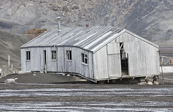View of derelict building at abandoned whaling station, Port Foster, Deception Island, South Shetland Islands