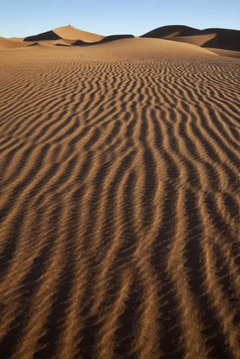 Framed Print : View of desert sand dunes, Erg Chegaga, Sahara, Morocco, may