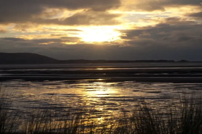 Framed Print : View across estuary at sunset, River Loughor, from Llanelli to Gower Peninsula, Carmarthenshire, Wales, January Framed Print : View across estuary at sunset, River Loughor, from Llanelli to Gower Peninsula, Carmarthenshire, Wales, January