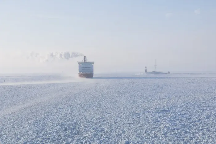 Framed Print : View of ferry in frozen sea at dawn, near Helsinki, Uusimaa, Gulf of Finland, Baltic Sea, Finland, winter Framed Print : View of ferry in frozen sea at dawn, near Helsinki, Uusimaa, Gulf of Finland, Baltic Sea, Finland, winter