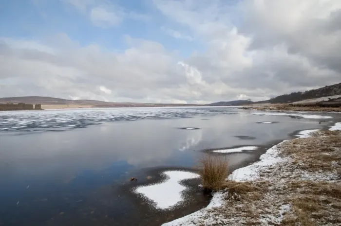 Framed Print : View of frozen freshwater loch with patches of snow, Lochindorb, Strathspey, Morayshire, Highlands, Scotland, March Framed Print : View of frozen freshwater loch with patches of snow, Lochindorb, Strathspey, Morayshire, Highlands, Scotland, March