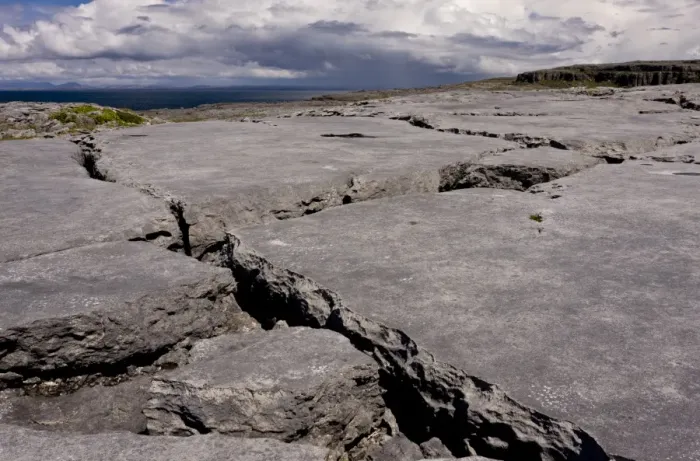 Framed Print : View of glaciated coastal limestone pavement, Poulsallagh, The Burren, County Clare, Ireland, May