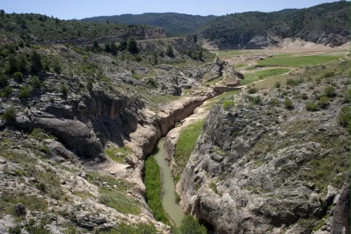 Framed Print : View of gorge and river outlet, Ayna, Albacete, Castilla La Mancha, Spain, may Framed Print : View of gorge and river outlet, Ayna, Albacete, Castilla La Mancha, Spain, may