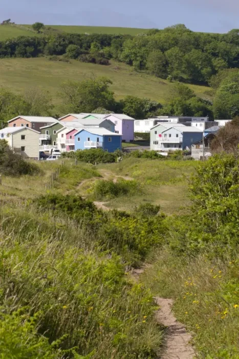 Framed Print : View of holiday village beside coastal sand dune nature reserve, Freshwater East, Pembrokeshire, Wales, June Framed Print : View of holiday village beside coastal sand dune nature reserve, Freshwater East, Pembrokeshire, Wales, June
