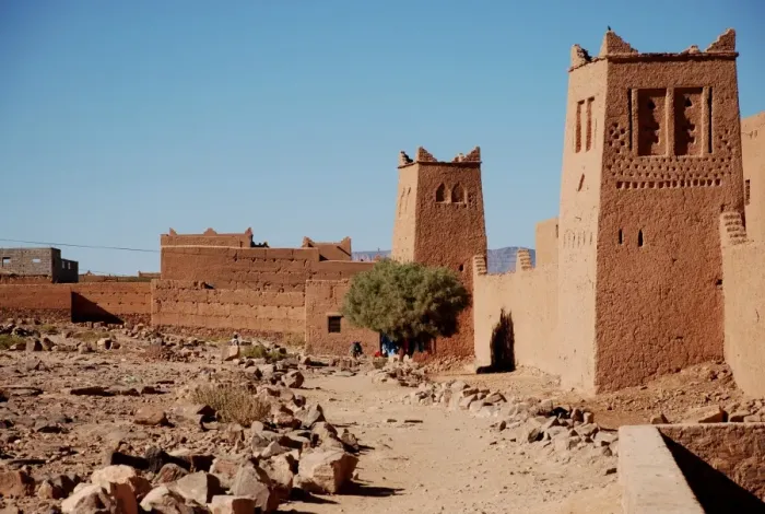 Framed Print : View of kasbah buildings, Kasbah de Tizergate, near Zagora, Souss-Massa-Draa, Morocco, February Framed Print : View of kasbah buildings, Kasbah de Tizergate, near Zagora, Souss-Massa-Draa, Morocco, February
