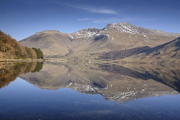 View of lake in over-deepened glacial valley, deepest lake in England at 79 metres (258 feet), Wastwater