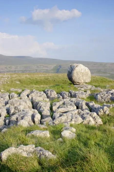 Framed Print : View of limestone pavement and erratic rock, Twistleton Scars, looking towards Ingleborough, Ribblesdale Framed Print : View of limestone pavement and erratic rock, Twistleton Scars, looking towards Ingleborough, Ribblesdale