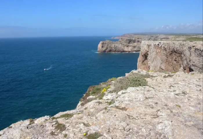 Framed Print : View looking north along sea cliffs, Cabo de Sao Vicente, Costa Vicentina, Algarve, Portugal, april Framed Print : View looking north along sea cliffs, Cabo de Sao Vicente, Costa Vicentina, Algarve, Portugal, april